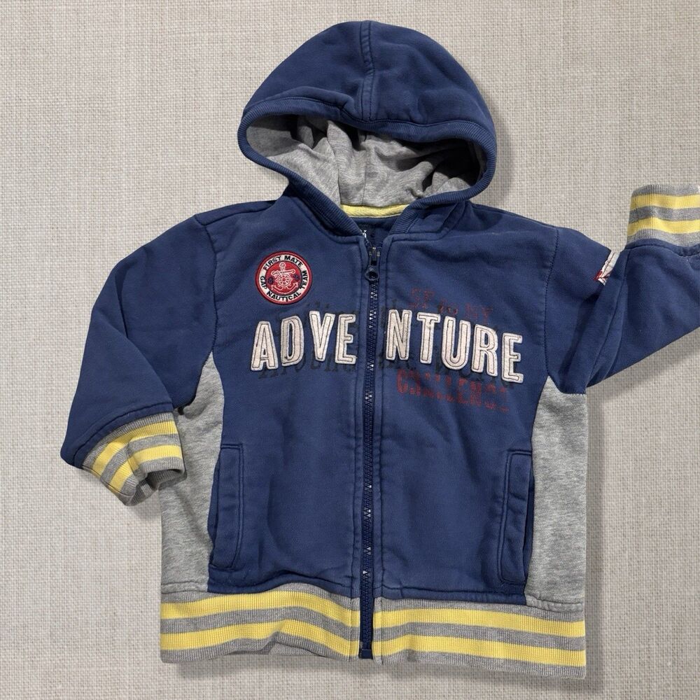 Baby Gap 2000s Y2K Adventure Nautical Zip Hoodie Jacket Blue Toddler 2 Years